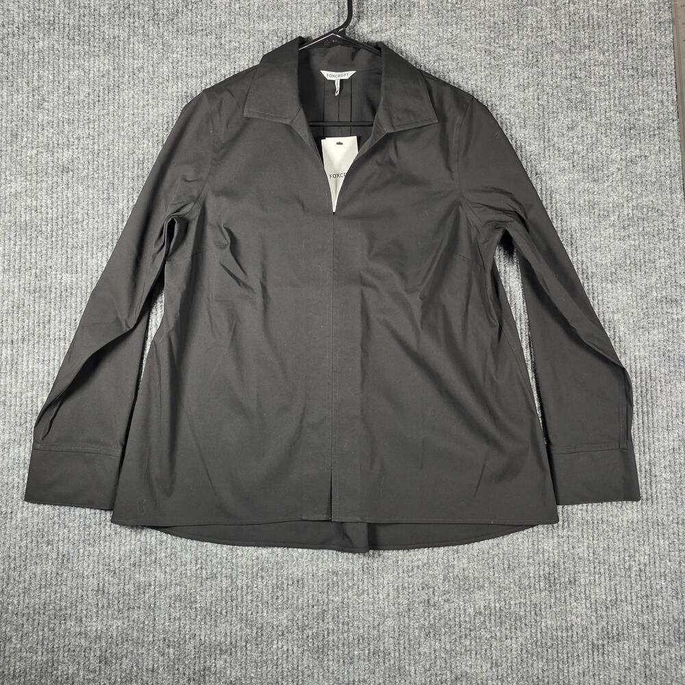 NWT Foxcroft Black Long Sleeve Popover Blouse Shirt Womens Small